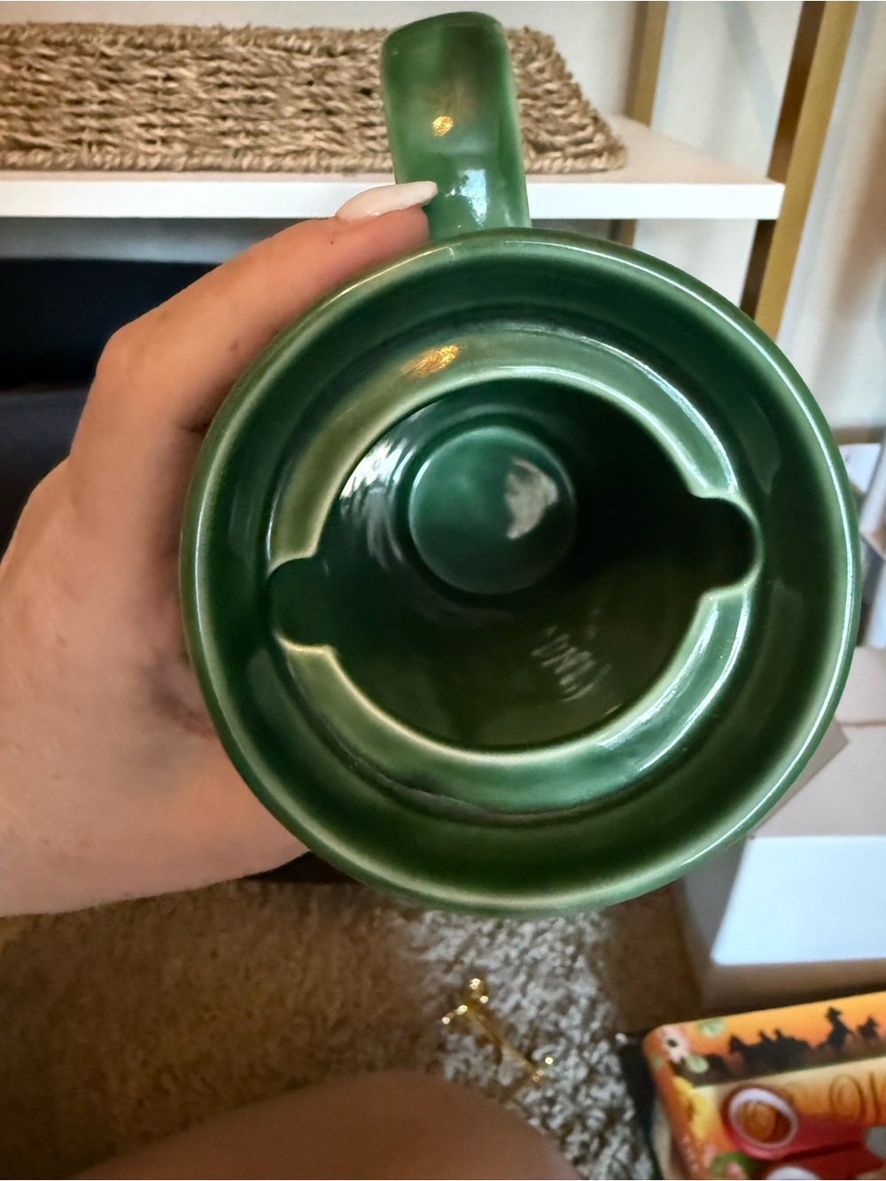 Vintage Starbucks Chaleur Green Ceramic Tribal Travel Mug with Lid - Picture 5 of 6